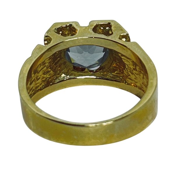 Vintage Gold Tone And Clear Rhinestone Men's Nugget Ring (R404) - Picture 8 of 9